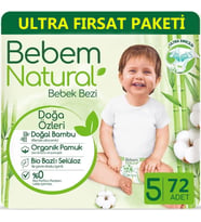 Bebem Bebek Bezi Natural Beden:5 (11-18Kg) Junior 80 Adet Ultra Fırsat Pk