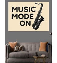 "Music Mode On" Saksafon Dekoratif Kanvas - Mdf Ahşap Tablo