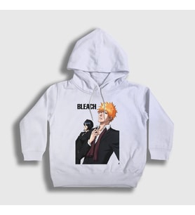 Presmono Unisex Çocuk Beyaz Suits Anime Bleach Kapüşonlu Sweatshirt 128287tt