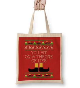 Throne Of Lies Elf Quote Christmas Knit Bez Çanta Uzun Saplı