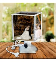 Kişiye Özel Fotoğraflı Dönen Işıklı Abajur