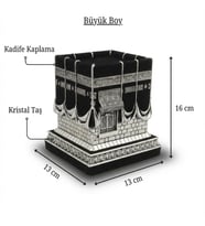 Kadife Kaplamalı Kristal Taşlı Gümüş Renk Kabe Polyester Biblo - Büyük Boy - 16x13 cm