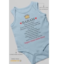 Babam Doğum Günün Kutlu Olsun Baskılı Bebek Zıbını – Çıtçıtlı Body 8 Renk  %100 Pamuk Sıfır Kol (Bebek Mavisi)