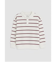 LCW Kids Ekru Polo Yaka Çizgili Erkek Çocuk Sweatshirt