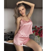 LYYN Nightlight 3814 Saten Şortlu Takım (Pudra)