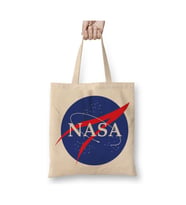 Nasa Logo Beyaz Bez Çanta Uzun Saplı Alışveriş Çantası Plaj Çantası