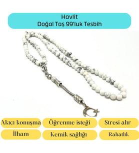 Sertifikalı Havlit  6mm 99luk Doğal Taş Tesbih