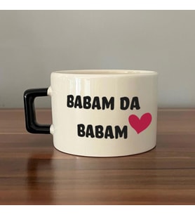 Babam Da Babam Baskılı Siyah Kulplu C Fincan