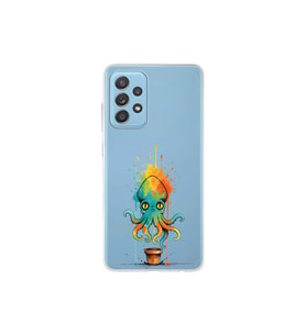 Samsung Galaxy A52 ile uyumlu Splash ahtapot tasarımlı şeffaf silikon kılıf