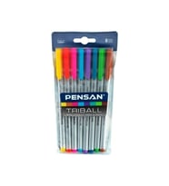 Pensan Tükenmez Kalem Triball 1.0 MM Bilye Uç 8 Lİ Renkli (Karışık)