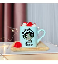 Power Puff Girls ( Buttercup ) Tasarımlı Kişiye Özel Yeşil Türk Kahvesi Fincanı