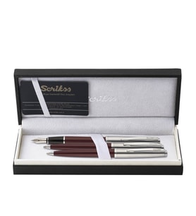 Scrikss Metropolis 78 Dolma Kalem, Tükenmez Kalem,  Mekanik Kurşun Kalem Üçlü Set Bordo 