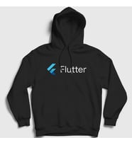 Presmono Unisex Beyaz Logo Flutter Yazılım Programlama Kapüşonlu Sweatshirt 442763tt (Siyah)