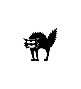 Miyrem Sticker Serisi İrkilmiş Kedi Sticker (Siyah)