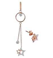 925 Ayar Gümüş Rose Yıldız Figürlü Kombin Küpe - K061001