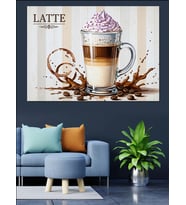 Latte Kahve Köpük Sanatı Dekoratif Kanvas - Mdf Ahşap Tablo
