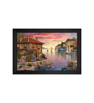 Manzara Temalı Kanvas Tablo 80 x 110 cm Siyah Çerçeve