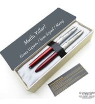 Scrikss İsme Özel Kalem Seti - Kırmızı Krom Roller Kalem + Tükenmez Set (Karışık)