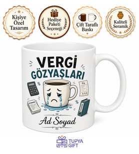 İsme Özel Vergi Gözyaşları Yazılı Komik Muhasebeci Kupası Hediye Bardak