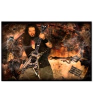 Cakatablo Dimebag Darrell Gitarı ve Arkaplanda Dev Saat MDF Tablo