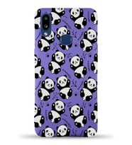 Samsung Galaxy A10s Uyumlu Lansman Kılıf Panda Tasarımlı İçi Kadife Kapak-Mor (Şeffaf)