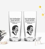 BK Gift Kişiye Özel Renkli Baskılı Babadan Böyle Gördük Tasarımlı İkili Rakı Bardağı Seti-1 (Beyaz)