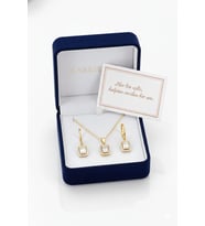 925 Ayar Baget Kolye Küpe Set.rose.gold.rodaj Baget