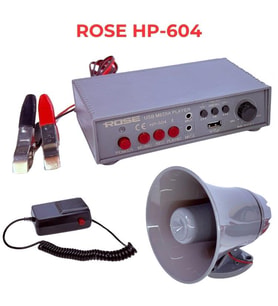 Rose HP-604 Pazarcı Anfi Seti-Mıknatıslı Horn-Kablolu Mikrofonlu-Ses Kayıtlı-Bluetooth/SD Card/USB