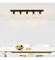 MYLİGHT S RETRO RUSTK PLOFONYER TAVAN AVİZE BEŞLİ 60CM EN  SIRALI (Siyah)