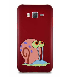 Samsung Galaxy J7 Core Soft Premier Kapak Salyangoz Gary Tasarımlı Silikon Kılıf - Mürdüm (Şeffaf)