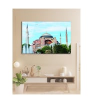 Ayasofya Camii Cam Tablo İslami Dini Modern Ev Ofis Salon Hediyelik Büyük Tablo Duvar Dekoru (Çok Renkli)