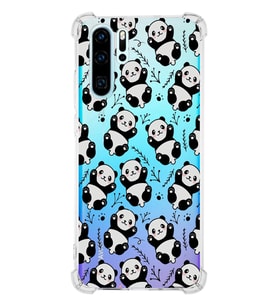 Huawei P30 Pro  Köşe Korumalı Antişok Kapak Panda Tasarımlı Şeffaf  Kılıf