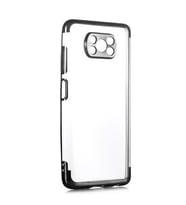 Xiaomi Poco X3 Kılıf İnce Köşeleri Renkli Şeffaf Silikon (Siyah)