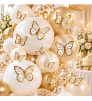 Beyaz Gold Detaylı Kelebek Balon Süsü 42’li