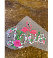 20X11 CM ÜTÜ İLE YAPIŞAN BASKI KUĞU LOVE YAZILI APLİKE TİŞÖRT BASKI