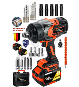 Lieber German BL Motor 850Nm Akülü 15 Pilli Lastik Bijon Somun Sökme Sıkma Makinesi (Sarı)