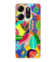PrintiFy Tecno Spark Go 2023 ile Uyumlu Retro Color 6  Kamera Korumalı Şeffaf  Kılıf