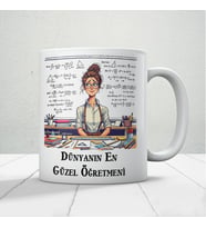 Dünyanın En Güzel Öğretmenine Özel Öğretmenler Günü Hediyelik Baskılı Kupa