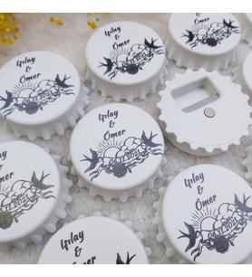 30 Adet Nikah Şekeri Ekonomik Kapak Açacak Magnet Siyah Kuş Baskılı-