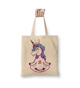 Unicorn Yoga Fitness Gym PilatesBeyaz Bez Çanta Uzun Saplı Alışveriş Çantası Plaj Çantası