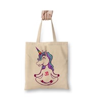 Unicorn Yoga Fitness Gym PilatesBeyaz Bez Çanta Uzun Saplı Alışveriş Çantası Plaj Çantası