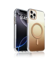 Apple iPhone 14 Pro Max Uyumlu Kılıf M-safe Şarj Özellikli Transparan Renk Geçişli Zore Toros Kapak (Gold)