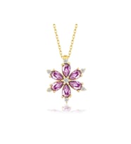 Gümüş Gold Mor Lotus Çiçeği Kadın Kolye CSR2180988