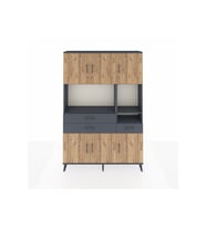 Arges Dolap 9 Raflı 3 Çekmeceli 6 Kapaklı 132x30x195 Antrasit-Çam/Antrasit