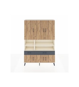 Arges Dolap 8 Raflı 2 Çekmeceli 6 Kapaklı 132x30x195 Aytaşı-Çam/Antrasit