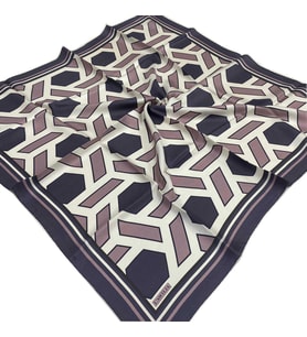 L'awilia Mat Mor Gül Kurusu Geometrik Desen Tivil İpek Eşarp 29027-43