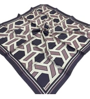L'awilia Mat Mor Gül Kurusu Geometrik Desen Tivil İpek Eşarp 29027-43