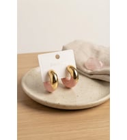 316L Çelik Gold Renk Pembe Halka Model Kadın Küpe 5886