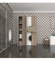 Kenzlife çamaşır-kurutma makinesi dolabı şahrur sol crd 187*120*60 çekmeceli banyo (Beyaz)