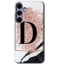 Galaxy S24 Kılıf HD Desen Baskılı Kılıf - Pembe Mermer Desenli D Harfi